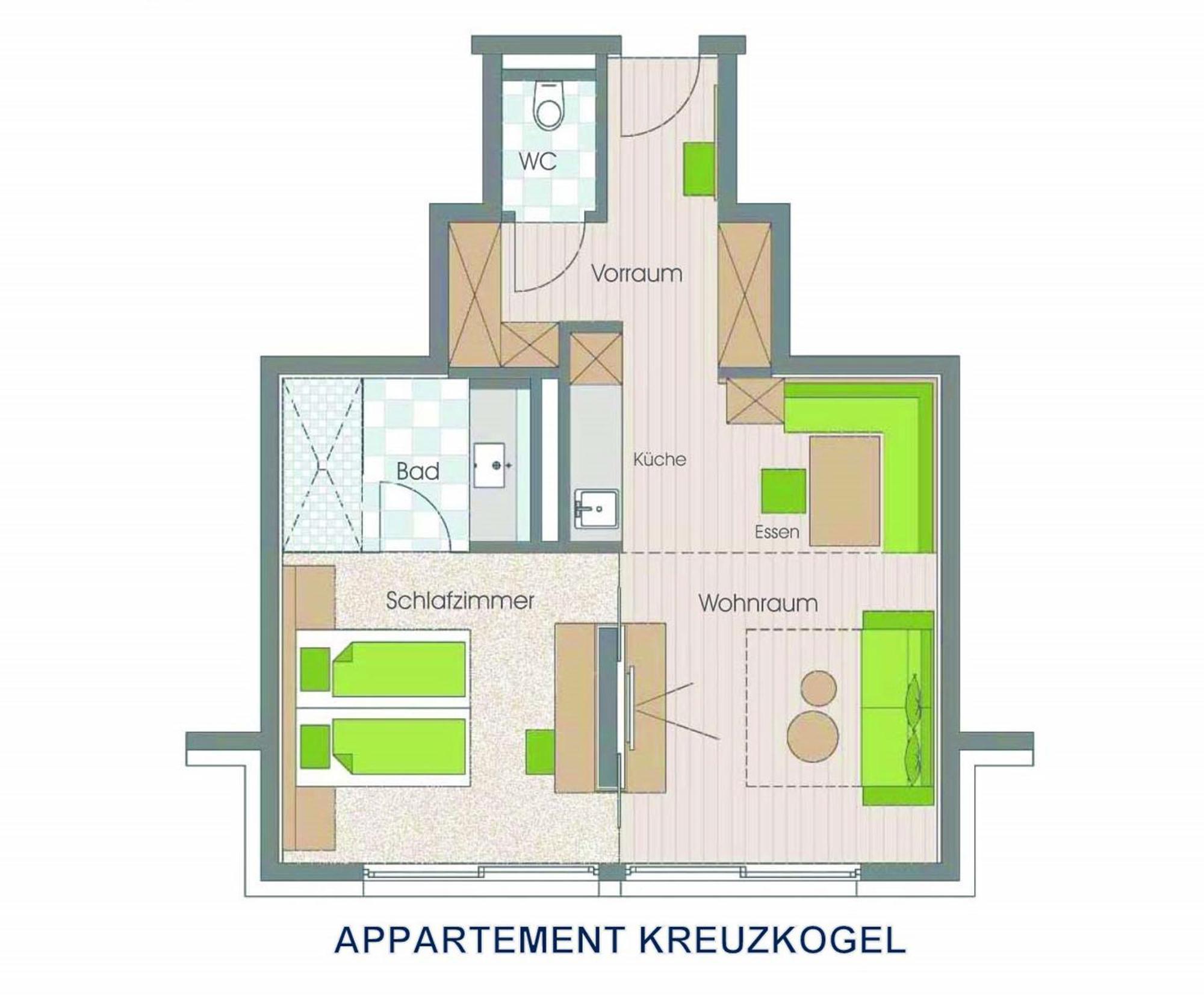 Appartement met 1 Slaapkamer (2 Volwassenen)