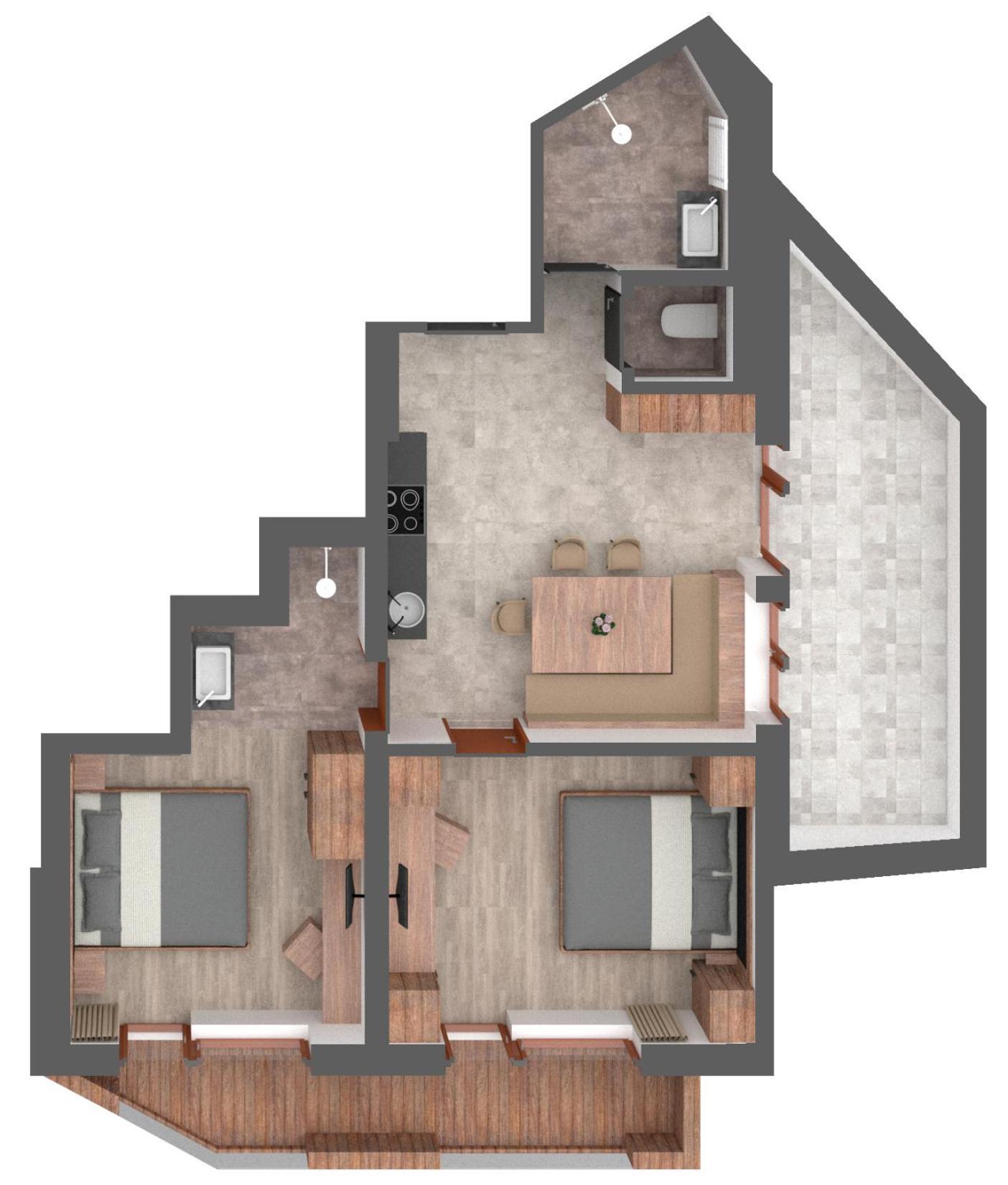 Appartement met 2 slaapkamers