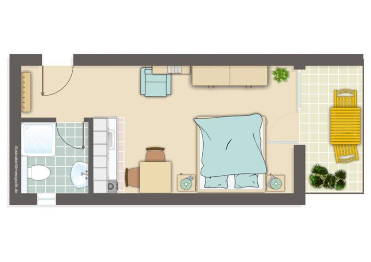 Studio mit Balkon oder Terrasse