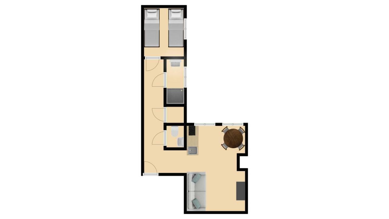 Apartamento de 1 dormitorio con camas individuales